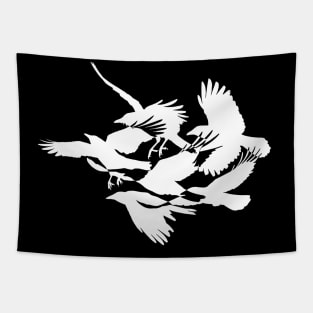 Silhouette of Crows Flying Tapestry