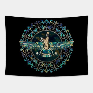 Farohar - Faravahar - Fravashi Marble and Gold Tapestry