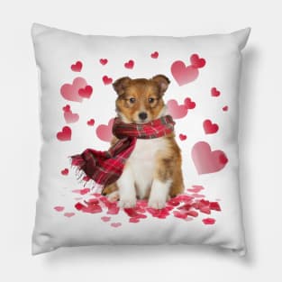 Shetland Sheepdog Hearts Love Happy Valentine's Day Pillow