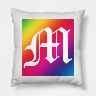 Rainbow White Letter M Pillow