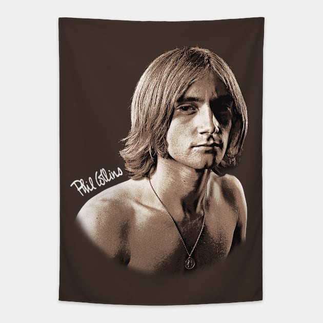 Phil Collins Long hair Fan Art Tapestry by Bingung Mikir Nama Design