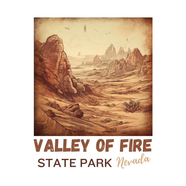 Valley Of Fire State Park Nature Lover Vintage Travel Adventure T-Shirt by Imou designs