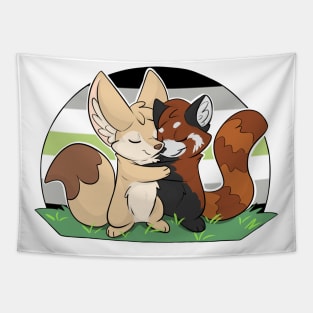 Agender - Fennec Fox + Red Panda Hug Tapestry