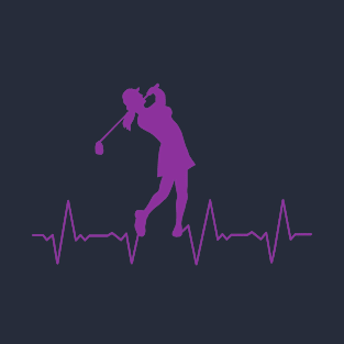 Golf Heartbeat Purple T-Shirt