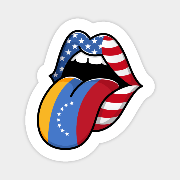 Flag Of Venezuela Half Venezuelan Venezuelan American Magnet by RW