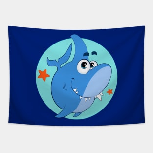 Cute shark cartoon character Tapestry