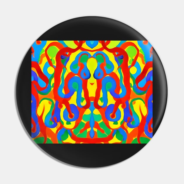 Multicolored Aesthetic - Abstract Symmetrical Watercolor Pattern Pin by BubbleMench