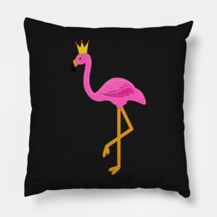 Pink Flamingo with Gold Crown | Felt Look | Cherie's Art(c)2020 Pillow