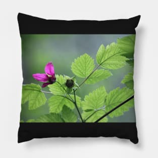 Salmon berry flowers Pillow