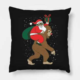 Santa Riding Bigfoot Funny Yeti Christmas design Pillow