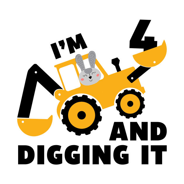 I'm 2 and Digging it Funny 2rd Birthday Excavator Kids Gift by DesignergiftsCie