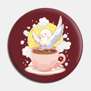 Dove on coffee cup t-shirt design Pin