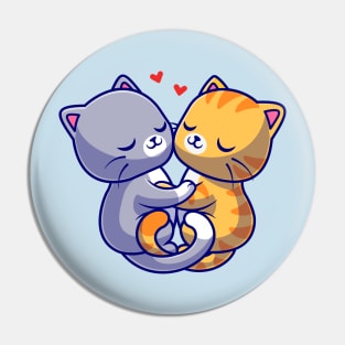 Cute Couple Cat Hug Love Cartoon Pin