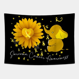 Yellow Ribbon Daisy Flower Elephant Sarcoma Cancer Awareness Tapestry