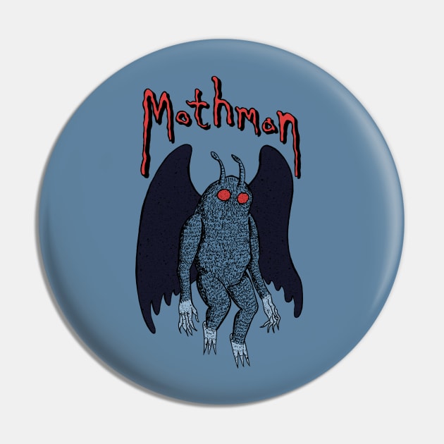 Mothman Cryptozoological Spooky Cute Halloween Drawing Pin by Awful Waffle Press