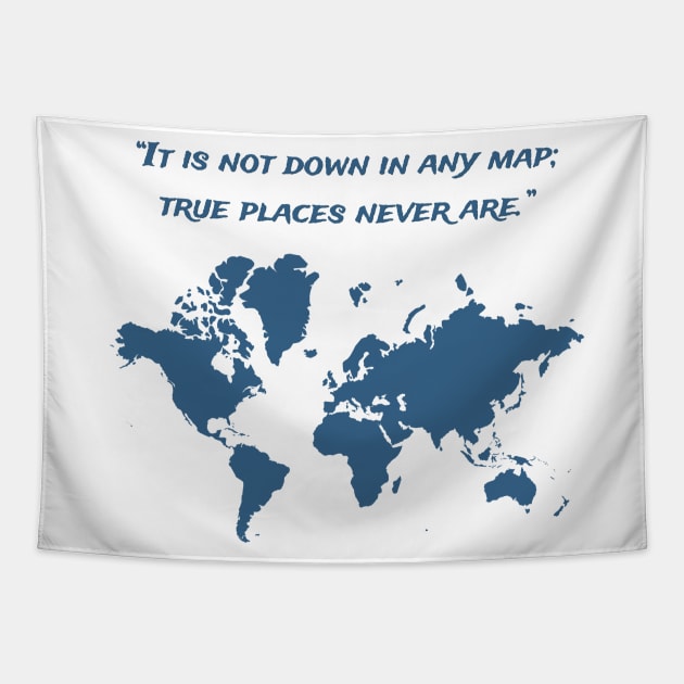 Travel Map with a Quote Tapestry by Hindone
