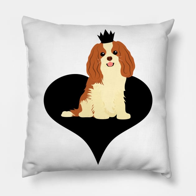 Love Cavalier King Charles Spaniel - Black Pillow by LulululuPainting