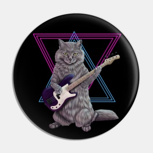 Bass Cat- Rock band kitty playing the bass guitar Pin