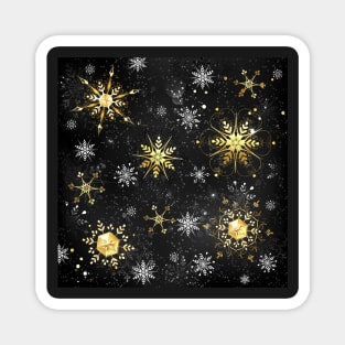 Black background with golden snowflakes Magnet