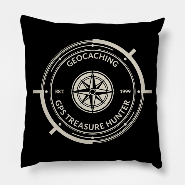 Geocaching GPS Treasure Hunter Compass Pillow by BlueTodyArt