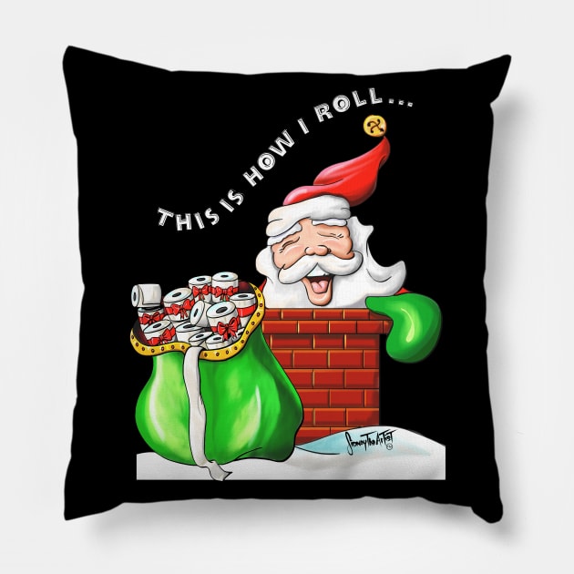 Santa Claus with Toilet Paper Gift V3 Pillow by SidneyTees