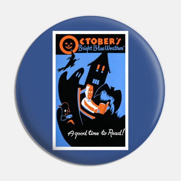 October's "Bright Blue Weather" Restored WPA Poster Pin by vintageposterco