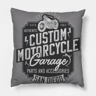 Custom Motorcycle garage SanDiego badge logo vintage Pillow