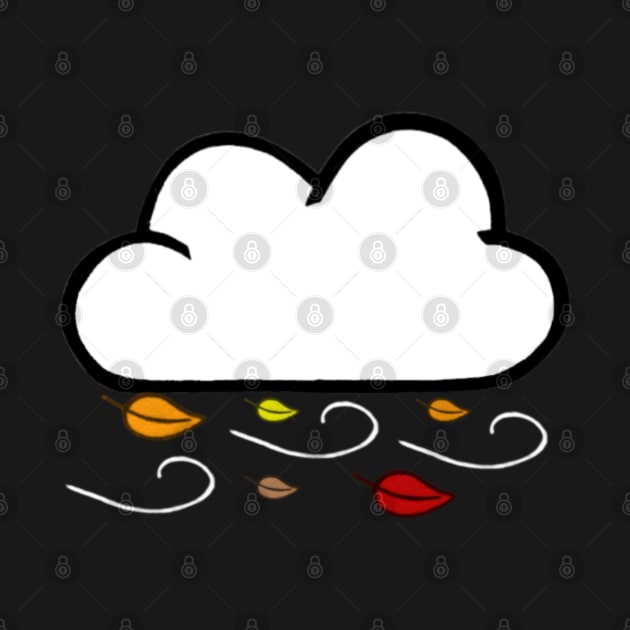 Windy Cloud Pattern With Fall Colored Leaves (Black) by thcreations1