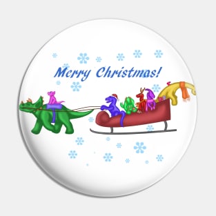 Dinosaur Sleigh Ride Pin