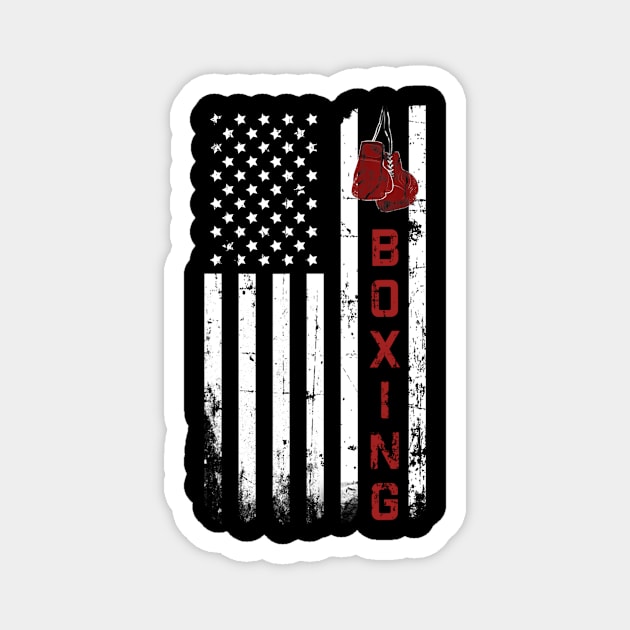 Boxing American Flag Vintage Retro Magnet by Xamgi