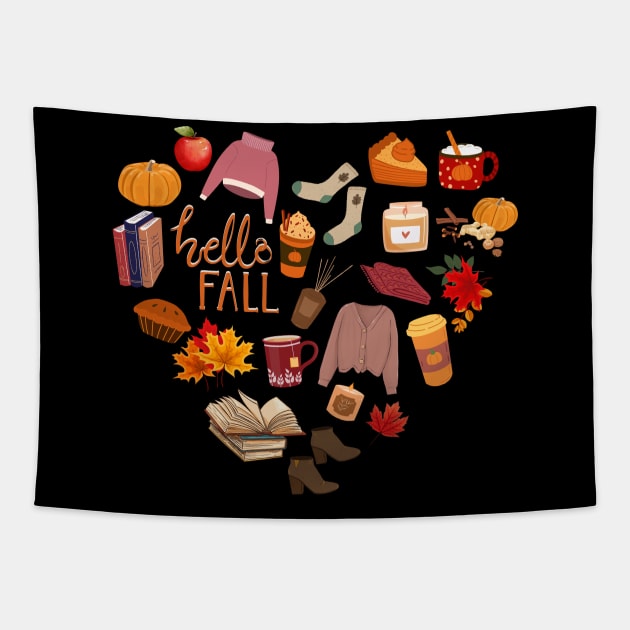 Boo Happy halloween Hello October heart Autumn is my favorite season, love Fall pumpkin Tapestry by BoogieCreates