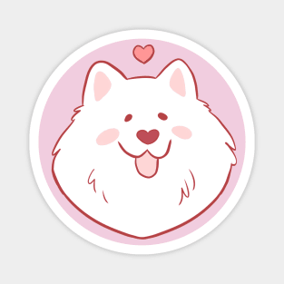 Cute Samoyed with a heart illustration Magnet