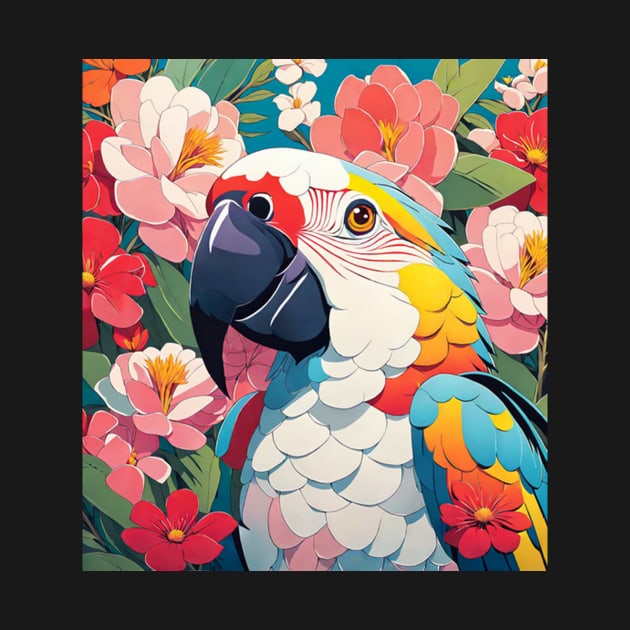 Parrot's Garden Melody, colorful macaw by Sieve's Weave's