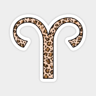 Aries Zodiac Horoscope Symbol in Leopard Print Magnet