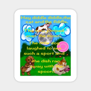 Hey diddle diddle the cat and the fiddle nursery rhyme children’s story Magnet