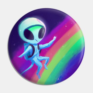 Rainbow Space Alien Pin