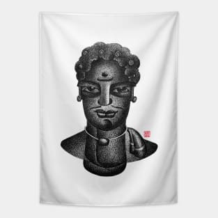 Curly Hair Village Man Portrait Tapestry