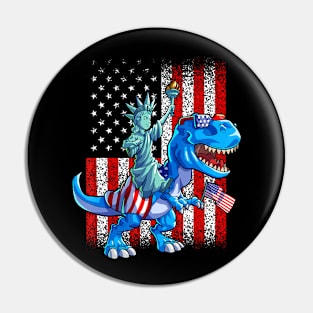 Dino Statue Of Liberty 4Th Of July Pin