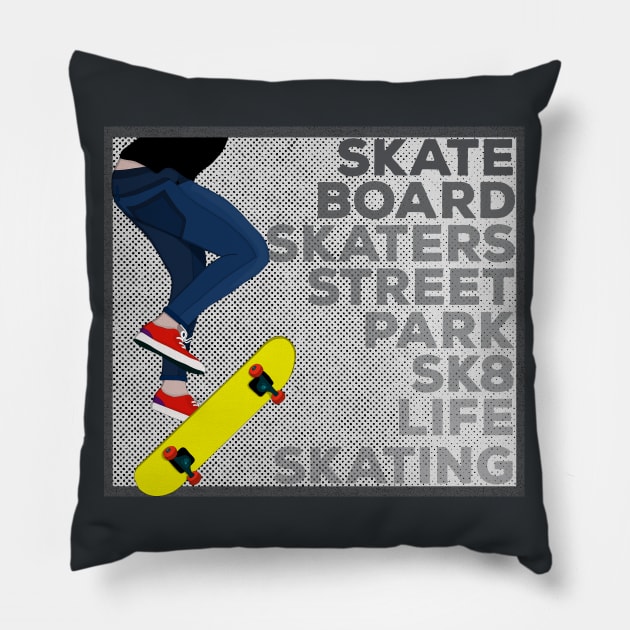 Street Skateboarding Skate Sk8 Life Skating Pillow by DiegoCarvalho