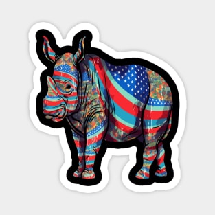 Patriotic Rhinoceros Magnet