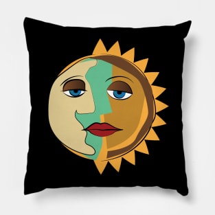 Sun and Moon Picasso Style Pillow