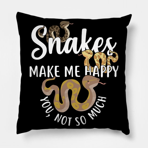 Snakes Make Me Happy Python Pillow by Psitta