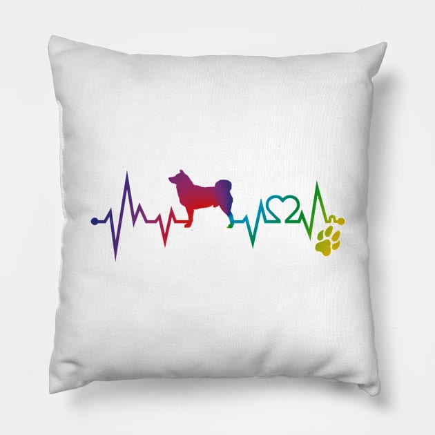 Shiba inu  Colorful Heartbeat, Heart & Dog Paw Pillow by kimoufaster