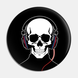 Cool Skull with Headphones | Listening Music Pin