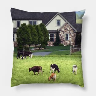 Lancaster PA - Family Farm With Cows in Pasture Pillow