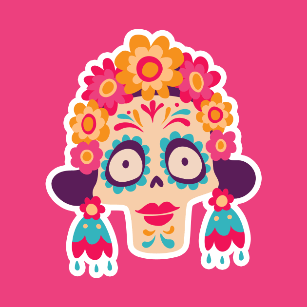 Cute Day of the Dead Sugar Skull Woman by SLAG_Creative