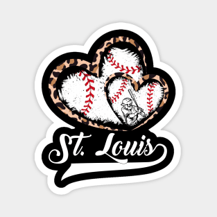 St. Louis, leopard, Twin hearts, baseball players, love baseball Magnet