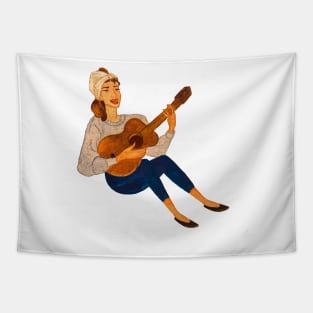 Holly Golightly -Moon River Illustration Tapestry