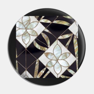 Black Onyx and Mother of Pearl Flowers - Seamless Floral Pattern Pin