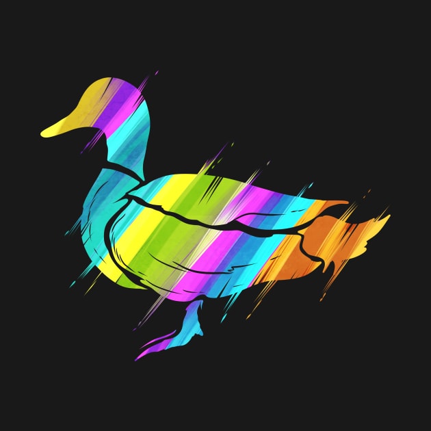 A colorful painted sheme silhouette of a duck by SinBle